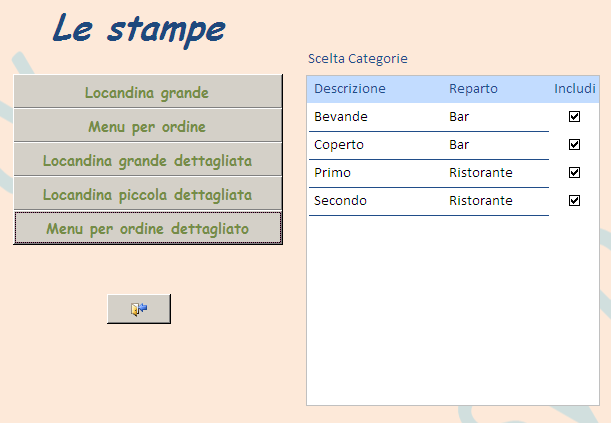 Stampa dei menu dettagliata o sintetica